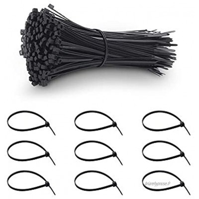 Lot de 1000 serre-câbles de qualité supérieure 100 mm x 2,5 mm serre-câbles en nylon de grande qualité noir