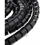 2m 15mm Câble Wrapper Stockage De Fil Organisateur De Câble Spiralé Zip Wrap en Plastique Noir
