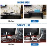 Gaine de gestion de câbles 2 m avec clip de rangement pour câbles USB TV cordons d'alimentation à la maison et au bureau tube flexible en spirale Blanc