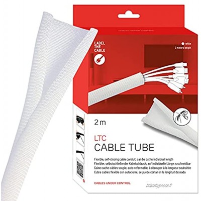Label-the-Cable Tube Cache-câbles Gaine protège-câbles Guide-câbles: Gaine Textile tressée Auto-refermable découpable très Flexible et Robuste LTC Cable Tube 2m Blanc LTC 5120