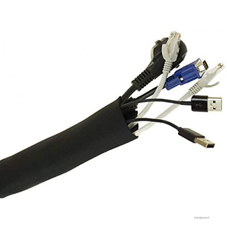 Manchons de rangement de câbles Gaine en néoprène pour PC TV Telefone avec fermeture à velcro flexible Organisateur Câbles longueur Longueur 200 cm [089]