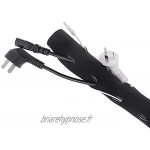 Mila-Amaz Câble Rangement du Néoprène Réglable Câble Organisateur Masquer Cache câbles Blanc et Noir réversible 125cm x 13cm