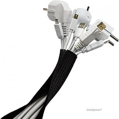 Purovi® Home | Fermeture Auto-agrippantes pour câbles | 1,8 m de Longueur et diamètre Extensible jusqu'à Max. 2,5cm | PE