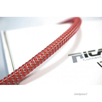 Ricable Custom RG08 10 -Rouge Gris 10m Gaine de Protection tressée pour câble 4-10 mm