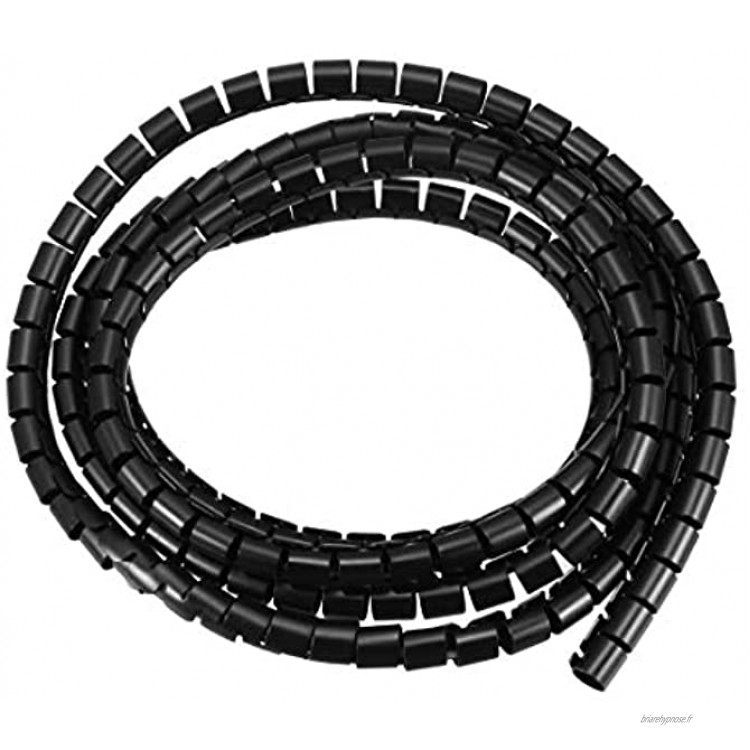 sourcing map Flexible Spirale Tube Enveloppe Câble Gestion Gaine 7mm x 8mm Fil Gérer Cordon 2 Mètres Longueur Noir
