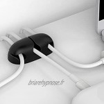 Uniquelove 6Pcs Support De Fil De Bureau 3 Trous Support De Corde De Liaison Forte Pince De Câble pour Câble USB pour Cordon d'alimentation Organisateur De Câble De Date Noir 35 * 14.8Mm